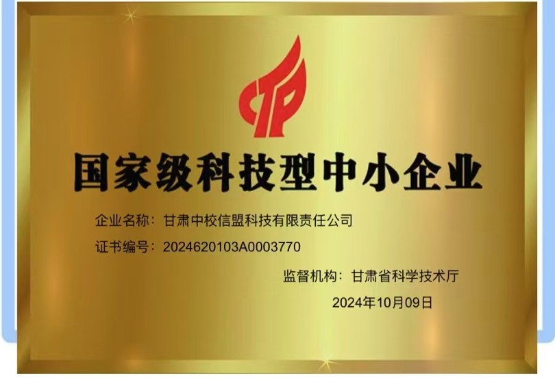国家级科技型中小企业证书